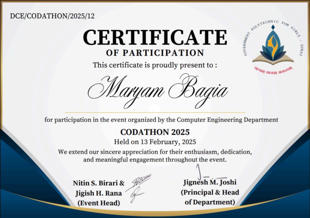 Codathon Certificate
